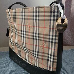 Burberry Black and Tan Checkered Women's Shoulder Bag